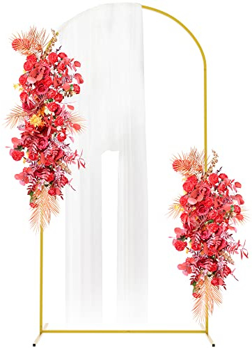 Fomcet Sfondo ad arco per matrimonio, in metallo dorato, con supporto per palloncini, cornice ad arco per cerimonie, feste di compleanno, laurea, baby shower, anniversario, decorazione per sfondo
