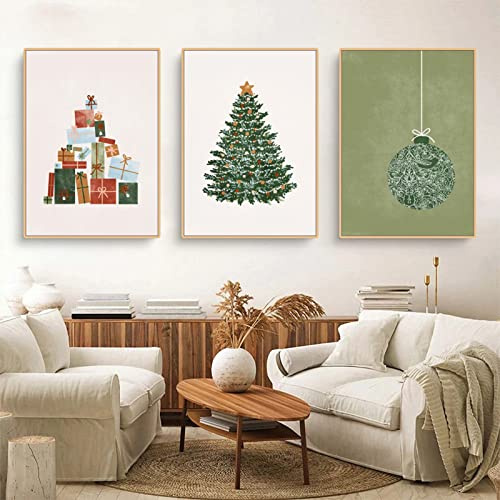 Martin Kench 3er Weihnachts-Poster Set, Winter Bilder, Weihnachtsbaum Schneeflocken Wandkunst Wandbilder Modern Wanddeko für Wohnkultur, Ohne Rahmen (C,50x70cm)
