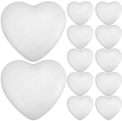 Operitacx Styropor Herz 10 cm Weiß 12 Stück Bastelherzen Für DIY Hochzeit Valentinstag Dekoration Schaumstoff Herzform Handwerk Ornamente