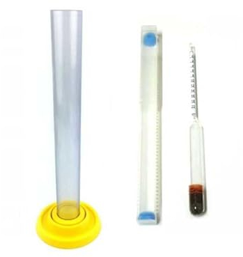 Bierspindel + Standzylinder 200 ml Kunststoff zum Messen des Zuckergehaltes der Stammwürze Zubehör Bier Brauen