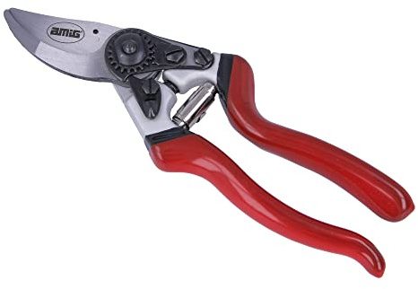 Amig - Einhand-Gartenschere | SK-5 Stahlklinge und Gegenklinge | 216 mm | Aluminiumgriff mit Hebeleffekt und rutschfestem Griff | Zum Schneiden von kleinen Ästen und Stielen | Sicherheitsverschluss
