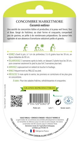 Graines concombre marketmore BIO Les Doigts Verts