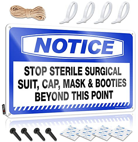 Dsoluuing Funny Tin Metal Signs Notice Stop Sterile Surgical Suit, Cap, Mask & Booties Beyond This Point Tin Sign Stuff for Boys Room Room Accessories for Men (Size : 30X40CM)