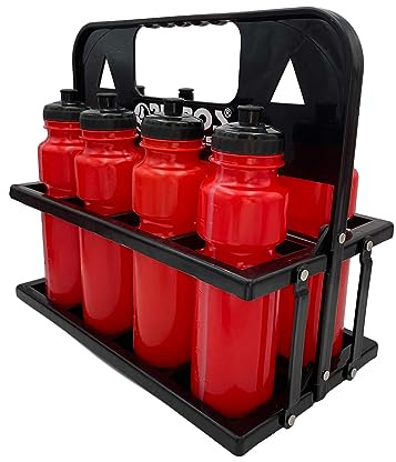 RHINOS sports Trinkflaschen 8er Set 750 ml mit Halter | rot