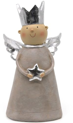 Mea-Living Engel Markus, beige/Silber, groß, Weihnachtsdeko, Weihnachtsengel, Schutzengel, Geschenkidee zu Weihnachten