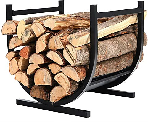 Support de Bûches en Fer Forgé, Forme U, Rangement de Bois de Chauffage, Usage Intérieur et Extérieur
