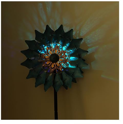 Moulin A Vent Solaire, Changement De Couleur ， Deco Exterieur ImperméAble Et Antirouille ， Decoration Jardin Convient pour La DéCoration du Parc,Blue