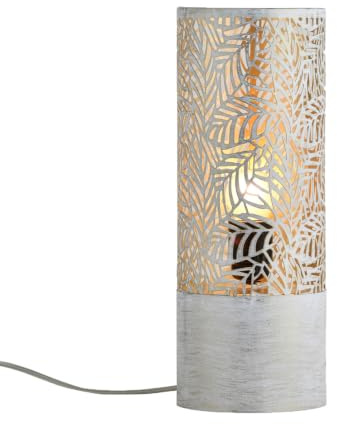 Skandinavische Tischlampe Verdure klein edel aus Metall in Weiß 34 cm