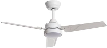 LEDKIA LIGHTING - Ventilatore da Soffitto Silenzioso Vacker 105cm | Motore DC 40W | Luce LED 15W | 6 Velocità | Funzione Estate/Inverno | Protezione IP44, Bianco, Metallo, Con Luce, Telecomando