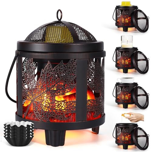 Wowlela Lampada profumata elettrica, Modello a foglia d'acero 4 in 1 bruciatore elettrico di candele profumate,Lampada a Cera Profumata per la decorazione della camera da letto dell'ufficio domestico