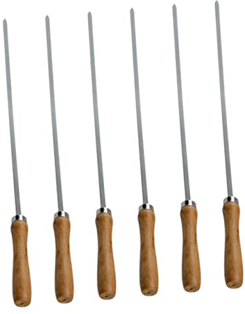 OFFSCH Forchette in Acciaio Inossidabile 6 Pezzi Spiedini Per Barbecue Manico in Legno Comodi Da Pulire Per Formaggio Frutta Mais