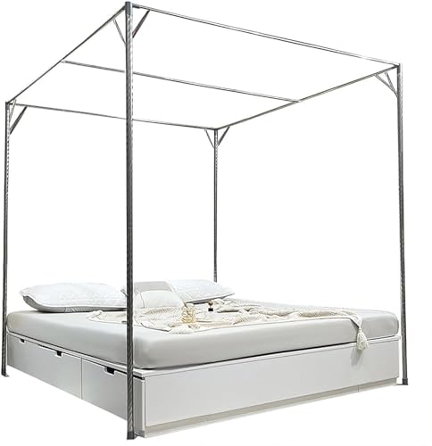 Himmelbettrahmen-Pfostenstangen, Doppelbettrahmen in voller Größe, Baldachin, Robustes Metall-Himmelbettrahmen, Kingsize-Bett (Größe: King Small)