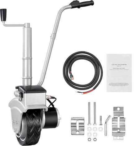 Fablestoryem 350 W 12 V motorisiertes Stützrad, 2270 kg Last elektrischer Mini-Mover, Stahl-Motorstützradanhänger, 6-7 m/min Bewegungsgeschwindigkeit, für Wohnwagen, Boot, Anhänger