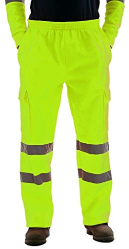 Tuta da lavoro da uomo con alta visibilità casual Work Casual Pantaloni da uomo, verde, M