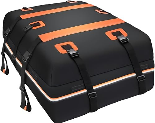 Dachbox Auto Dachgepäckträger Tasche Zubehör für VW Jetta 2014-2018 Wasserdicht Dachbox Taschen Dachbox Dachzelt,A-Black with Orange