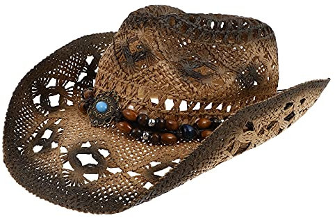 DEARMAMY Westernhut Für Herren – Sonnenhut Aus Stroh Mit Formbarer Krempe Stilvoll Und Großzügig Für Draußen