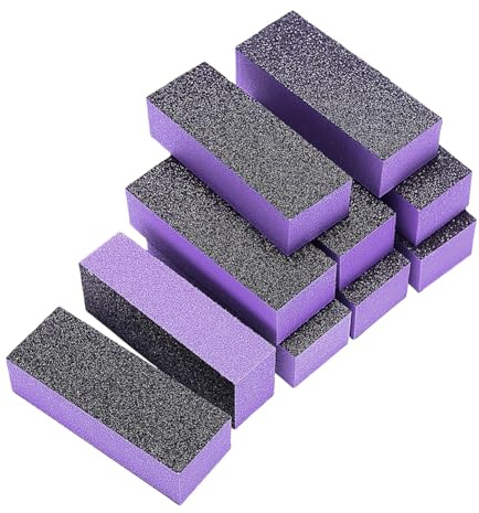 Lot de 10 polissoirs à ongles violets à 3 côtés - Bloc de ponçage pour ongles des doigts et des orteils - Blocs de polissage doux pour ongles en acrylique naturel