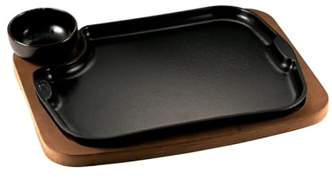 ILSA srl Assiette à servir en fonte émaillée avec plateau en bois