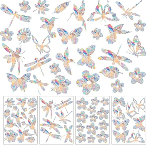 Prisma - Adesivo per finestra con protezione degli uccelli, 42 pezzi, effetto arcobaleno, per finestre, effetto arcobaleno, anti-collisione, per finestra