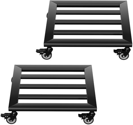 FIVMEN Chariot carré en métal pour plantes - 30 x 30 cm - Planche à roulettes - Soucoupe - Pot de fleurs avec roulettes - Pour l'extérieur et le jardin - Charge maximale : 160 kg - Type A