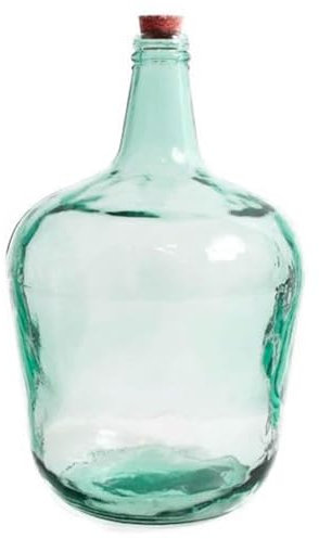 AC - Garrafa de vidrio con tapón, modelo Apple, 39 x 25,5 cm, damajuana, botella lisa para almacenar agua, vino, bebidas (10 litros - C/TAPÓN)