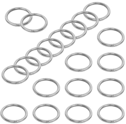 Sxutop 20 stycken svetsade, runda ringar av 304 rostfritt stål, O-ring, mångsidig, O-ring, metall, 30 mm, extern diameter 3 mm, tjocklek för hårdvara, väskor, hundkoppel