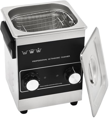 Ultrasonic Cleaner,42KHz 2L/3.2L/6.5L/30L Stainless Steel Jewellery Cleaning Machine With Removable Cleaning Basket, Sonic Cleaner for Yeglasses, Watches, Dentures,Metal Parts (2L)