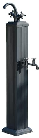 LUNAIZHUO Fontana da Giardino in Lega di Alluminio, Rcolonna Acqua Giardino per Acqua Calda e Fredda, Idrante Esterno con 2 Rubinetti per Irrigazione e Lavaggio(Black)