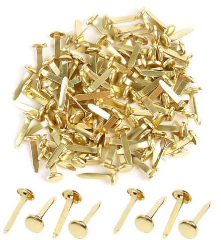 150 Pcs Split Pins,8x19mm Round Head Paper Fasteners,Multi-Purpose Metal Paper Fasteners,Mini Brass Brads butterfly pins,Smooth Mini Pin for DIY Crafts Projects Scrapbooks Cards Photo Walls(Gold)