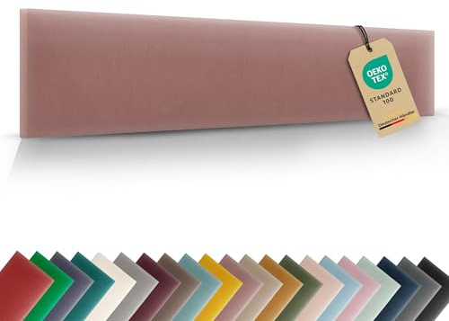 VELUYA Wandpolster Wandkissen Rechteck – Samt, Polsterplatte 90 x 30 cm, Polsterpaneele, Oeko-TEX, Made in EU, Altrosa M12