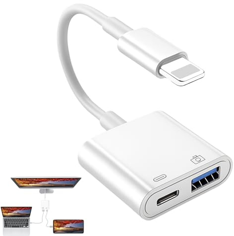Adaptateur USB pour iPhone, Adaptateur pour iPhone USB avec Port de Charge Rapide Prend en Charge Les Lecteurs de Cartes SD, Lecteurs Flash, Souris, Plug & Play