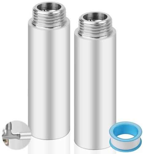 2 Stück Hahnverlängerung 1/2-Zoll 80mm Edelstahl Verlängerung Fitting | Duschkopf Verlängerung, Wasseranschluss Verlängerung für Wasserhähne, Eckventile & Duschköpfe
