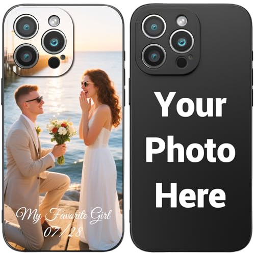 Aebecca Personalised Phone Case for iPhone 17 16 15 14 13 12 11 (Air/Pro Max/Pro/Mini/XR/Plus/SE) - Custom Photo Matte Liquid Silicone Shockproof Cover, Personalized Valentine's Day Gifts for Couples