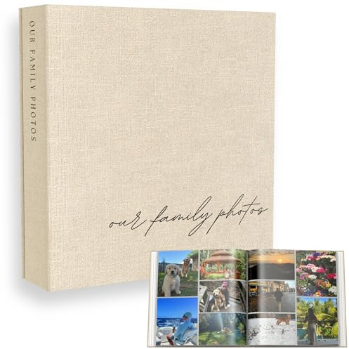 Family Photo Album 4x6 Pictures - Large Linen Picture Book 400 Horizontal & Vertical Pockets - Personalized Scrapbook Memory Book For Baby, Kids, Vacation, Couples, Anniversary