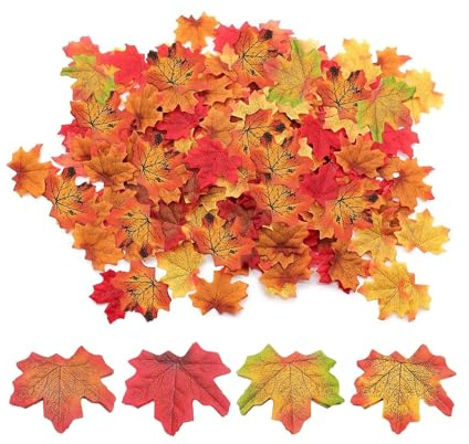 ZMaglorian Decoración de otoño 200 conjuntos hojas, mesas, interiores al aire libre, decoración otoño mesas, hojas artificiales estética arce, para artesanía, Halloween