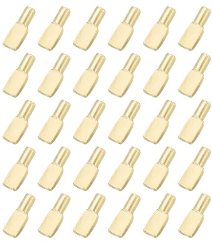 QUARKZMAN Regalhalterungen 60 Stück 5mm Regalstifte Regalhalter Für Küchenmöbel Bücherregal Vitrine Und Kleiderschrank (Gold)