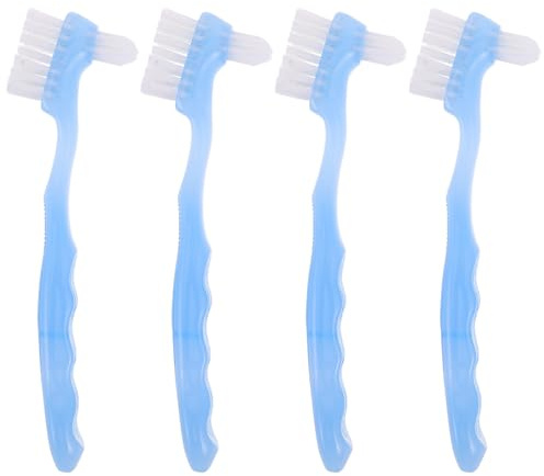 Ciieeo Lot de 4 brosses à dents pour prothèses dentaires - Brosse double face pour adultes, adaptée au nettoyage des prothèses dentaires et aux de pour personnes âgées