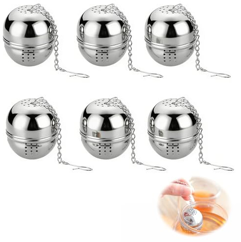 Ruvan Lot de 6 infuseurs à thé pour thé en vrac, Avec tamis fin, En acier inoxydable, 4.5 x 5 cm