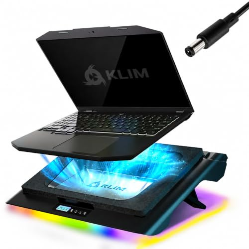 KLIM Everest Plus Laptop-Kühlpad – 14-17,3 Zoll – 2 Modi USB/DC – leistungsstarker Turbo-Lüfter bis zu 6300 U/min Laptop-Kühler – versiegelter Schaumstoff für maximale Leistung