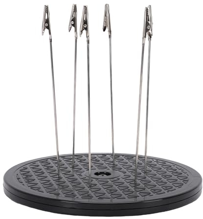 MAJONMMERD Model Painting Turntable, ABS Rotating Paint Stand with 6 Metal Clip Sticks, 7.5 Inch 360 Degree Display Base for Hobby Modeling Spray Painting Assembly