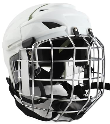 Xiuganpo Casco de Hockey Juvenil con Jaula Facial Protección Premium para Deportes de Hockey sobre Rodillos y Hielo Acolchado EVA Material ABS