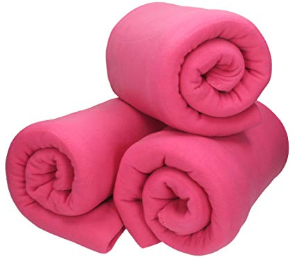 Betz 3 couvertures Polaires 130x170 cm qualité 180 g/m² Couleur au Choix Couleur Fuchsia