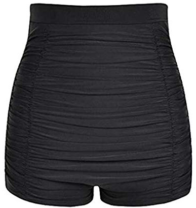 VILOREE Bikiniunderdel med hög midja för damer, badbyxor, tankinibyxor, hotpants, magen, väg, svart, XL