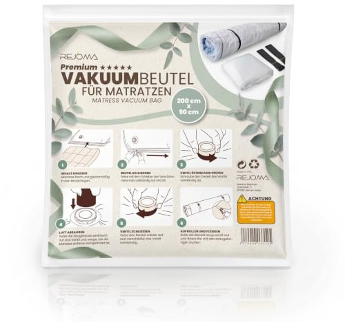 Rejoma® Matratzen Vakuumbeutel 90x200 cm – Premium Vacuum Bag mit Gurten – Matratzenschutz beim Umzug & zur Aufbewahrung – für Schaumstoff-, Gel- & Latexmatratzen – wiederverwendbar & robust