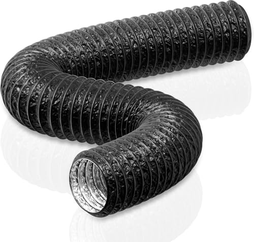 HG Power Manguera de Ventilación 150 mm, 5 m Manguera de Escape de Aluminio, PVC Conductos de Ventilación para Extractores, Climatizadores, Secadoras, Campanas Extractoras, Negro