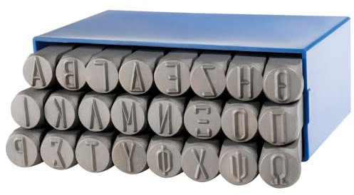 Dönges Handschlagstempelsatz griechisch rund, 24-teilig, A-O, Schrifthöhe 10 mm (Schlagstempel)