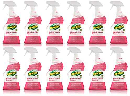 OdoBan Professional Cleaning BioStain and Odor Remover for Carpet and Upholstery, Made in the USA, 32 oz Ready-to-Use Spray 12-Pack