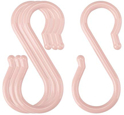 sourcing map S-förmigen Haken Kunststoff für Küche Bad Closet Hanger Töpfe und Pfannen Tassen Utensilien Kleidung Handtücher Rack Rosa 4stk.