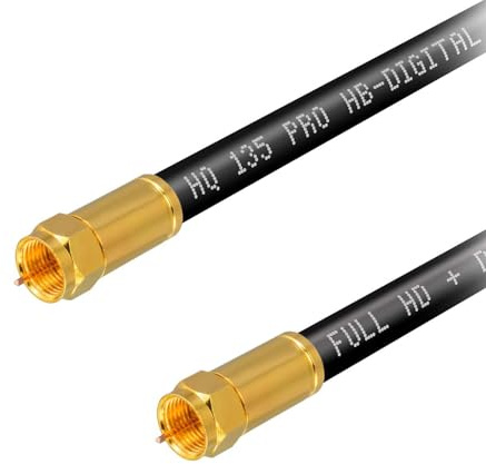 HB-DIGITAL 15m HDTV SAT Antennenkabel 4-fach geschirmt max 135dB Stahl-Kupfer Anschlusskabel RG6 Koax mit Kompressionssteckern VERGOLDET Koaxial Kabel 1080p Full HD 3D UHD ULTRA 4K F-Stecker schwarz