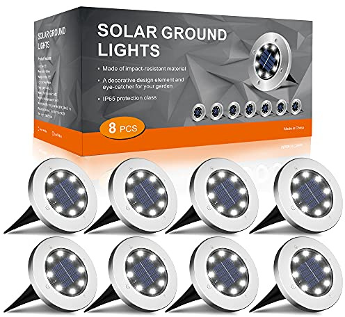 INCX 4.6 inch Solar Lights for Outside,8 Pack Solar Light Outdoor Waterproof, Garden Lights Landscape Lighting for Patio Pathway Lawn Driveway Walkway White